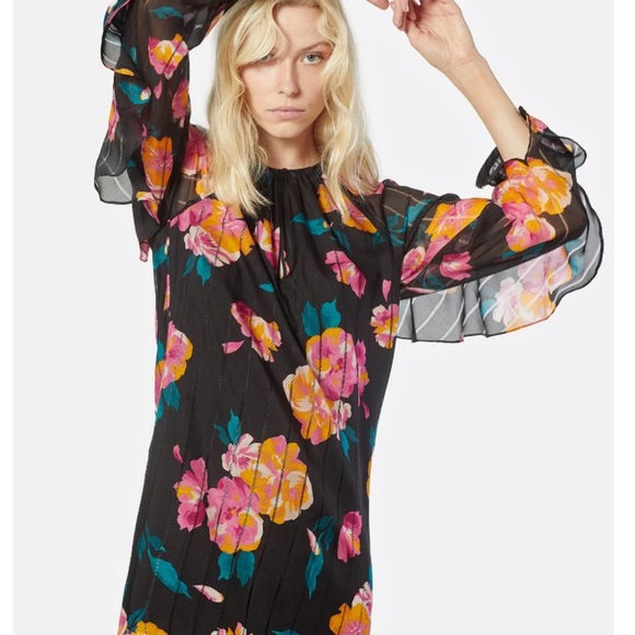 Joie Dresses & Skirts - JOIE Silk Caviar Kriston Black Floral Mini Dress Sz Small NWT